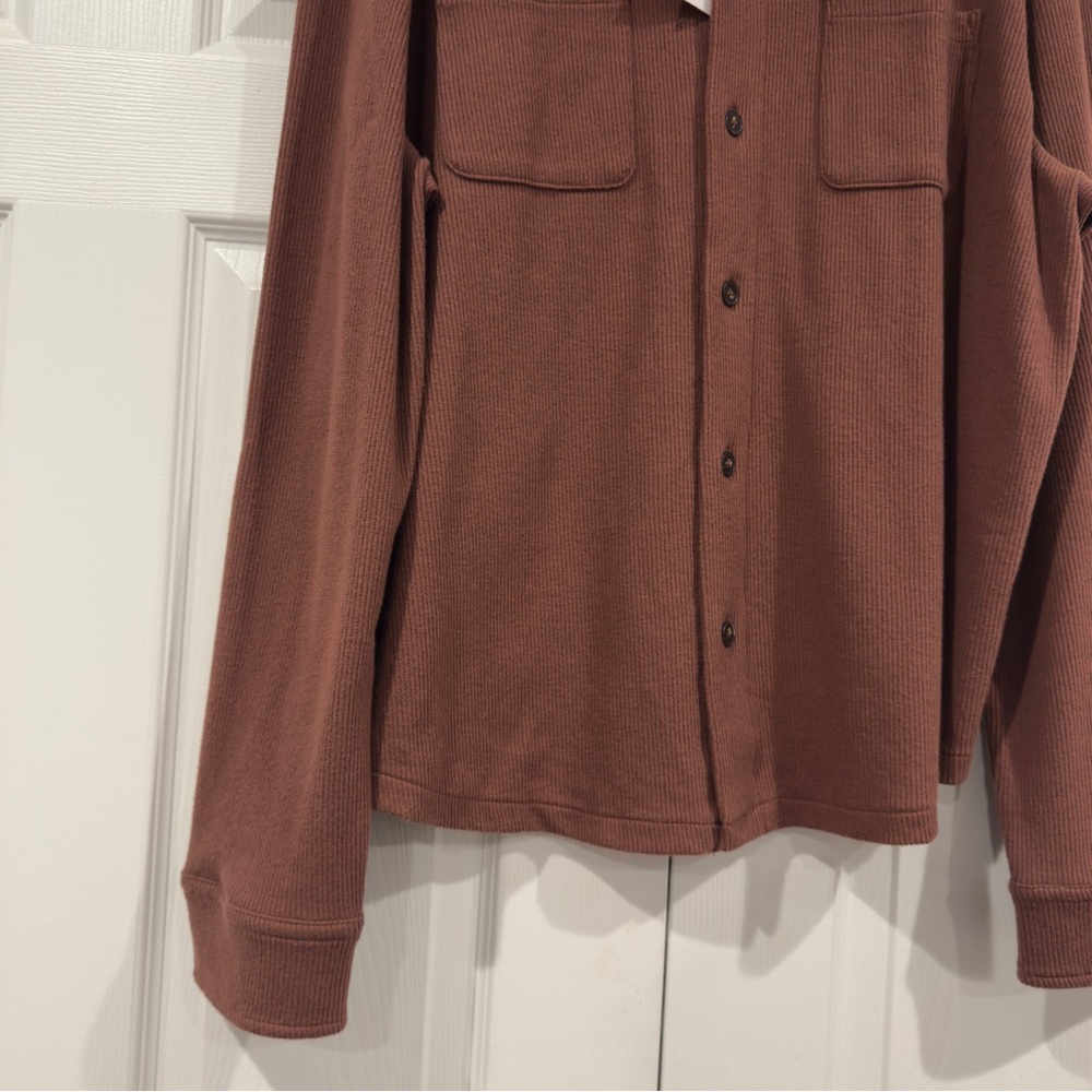 Good Fellow Chocolate Brown Shirt Jacket Men Size XL Preppy Ribbed Knit - Picture 4 of 14